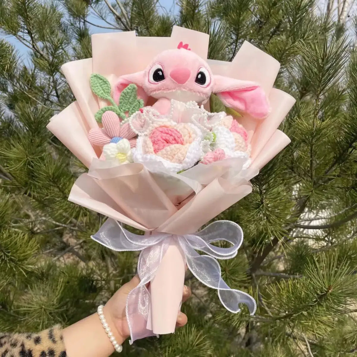 Disney Stitch & Angel Plush Bouquet – Handmade Gift for Valentine’s & Holiday