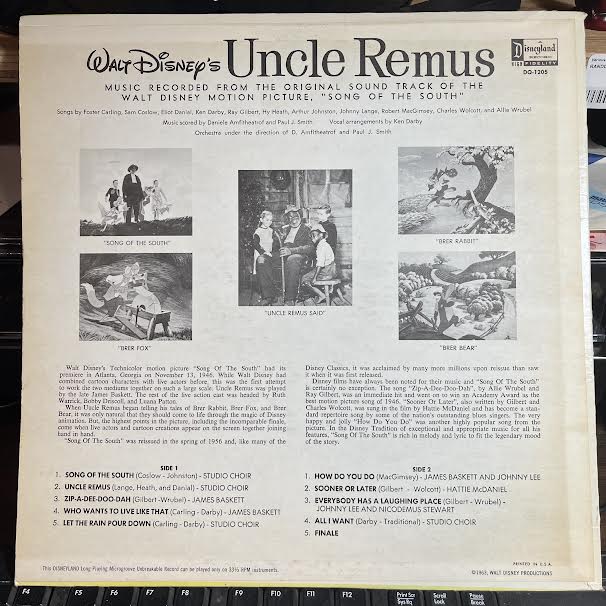 Disney Vinyl - All The Songs From Walt Disney's Uncle Remus