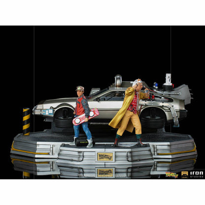 Back to the Future Statue - Iron Studios Back to the Future Part II DeLorean (Full Deluxe Version including Marty McFly and Doc Brown) 1:10 Scale