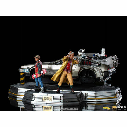 Back to the Future Statue - Iron Studios Back to the Future Part II DeLorean (Full Deluxe Version including Marty McFly and Doc Brown) 1:10 Scale