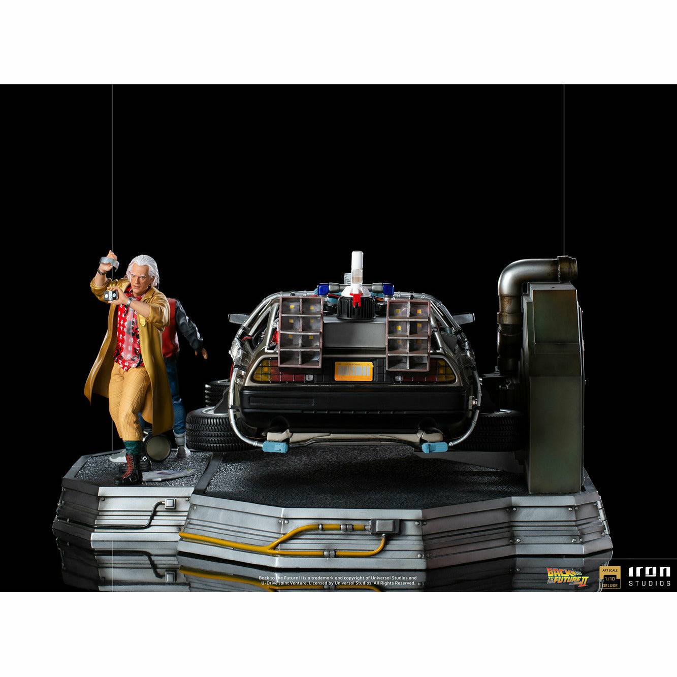 Back to the Future Statue - Iron Studios Back to the Future Part II DeLorean (Full Deluxe Version including Marty McFly and Doc Brown) 1:10 Scale