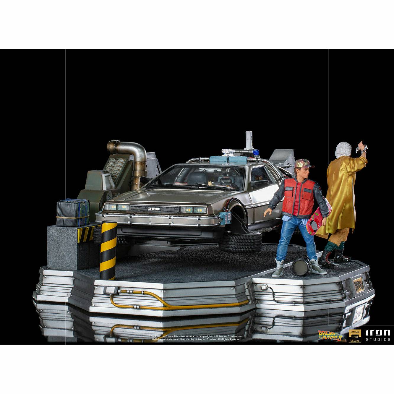 Back to the Future Statue - Iron Studios Back to the Future Part II DeLorean (Full Deluxe Version including Marty McFly and Doc Brown) 1:10 Scale