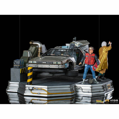 Back to the Future Statue - Iron Studios Back to the Future Part II DeLorean (Full Deluxe Version including Marty McFly and Doc Brown) 1:10 Scale