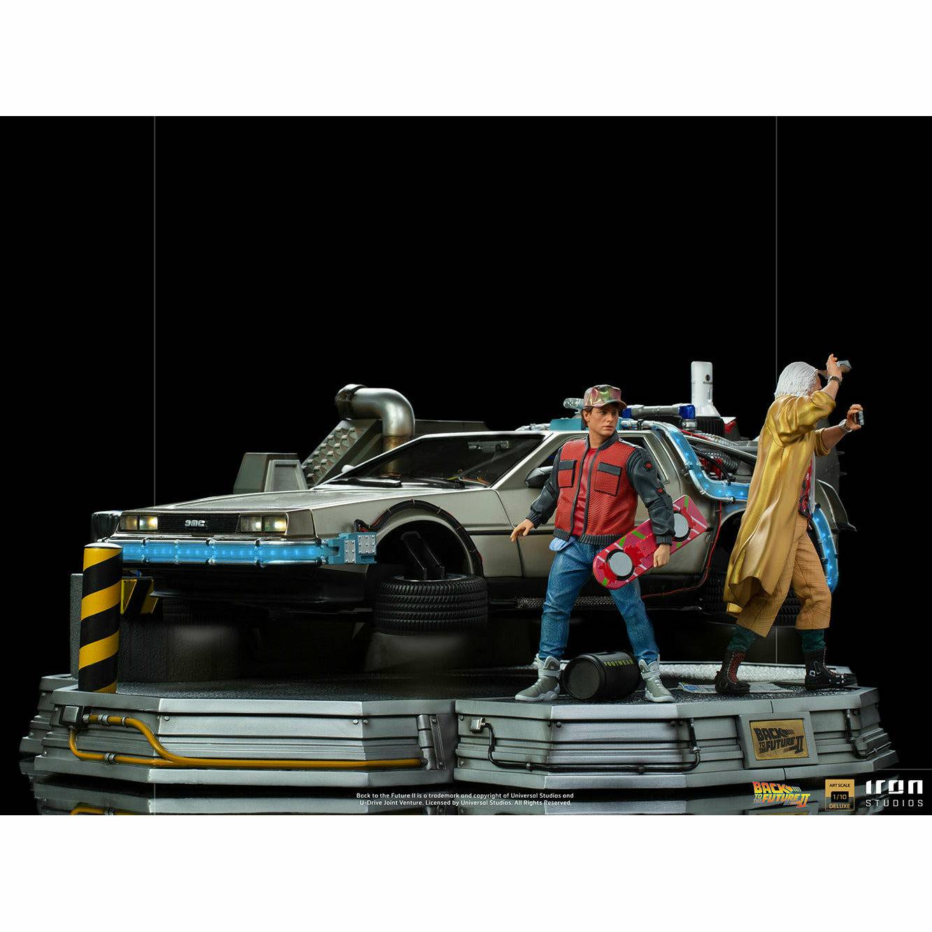 Back to the Future Statue - Iron Studios Back to the Future Part II DeLorean (Full Deluxe Version including Marty McFly and Doc Brown) 1:10 Scale