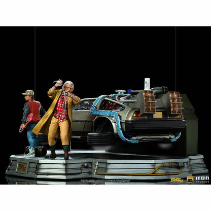Back to the Future Statue - Iron Studios Back to the Future Part II DeLorean (Full Deluxe Version including Marty McFly and Doc Brown) 1:10 Scale