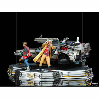 Back to the Future Statue - Iron Studios Back to the Future Part II DeLorean (Full Deluxe Version including Marty McFly and Doc Brown) 1:10 Scale