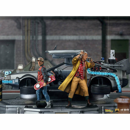 Back to the Future Statue - Iron Studios Back to the Future Part II DeLorean (Full Deluxe Version including Marty McFly and Doc Brown) 1:10 Scale