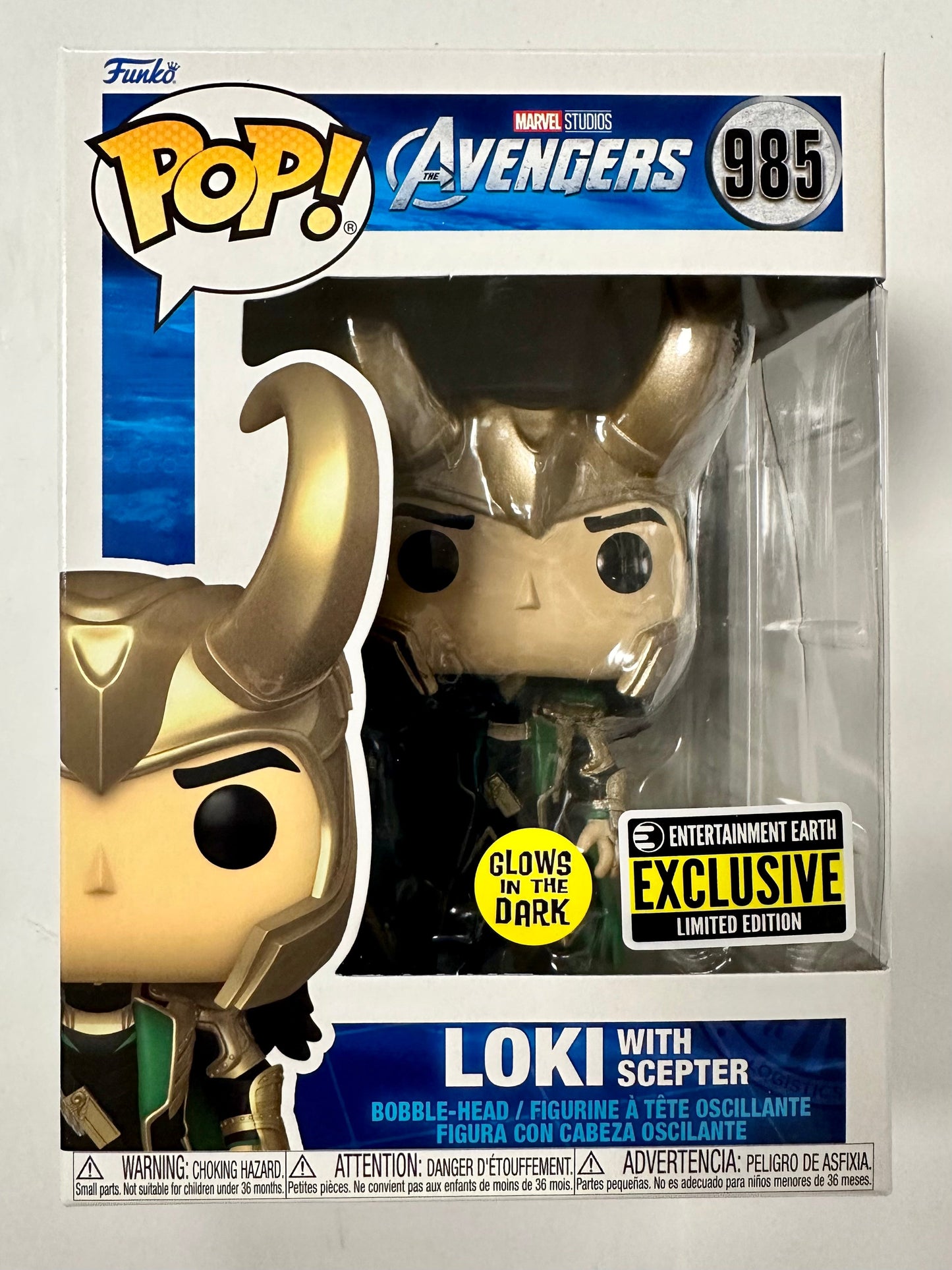 Marvel Funko Pop! - Loki With Scepter #985 Avengers Glow In Dark EE 2022 Exclusive