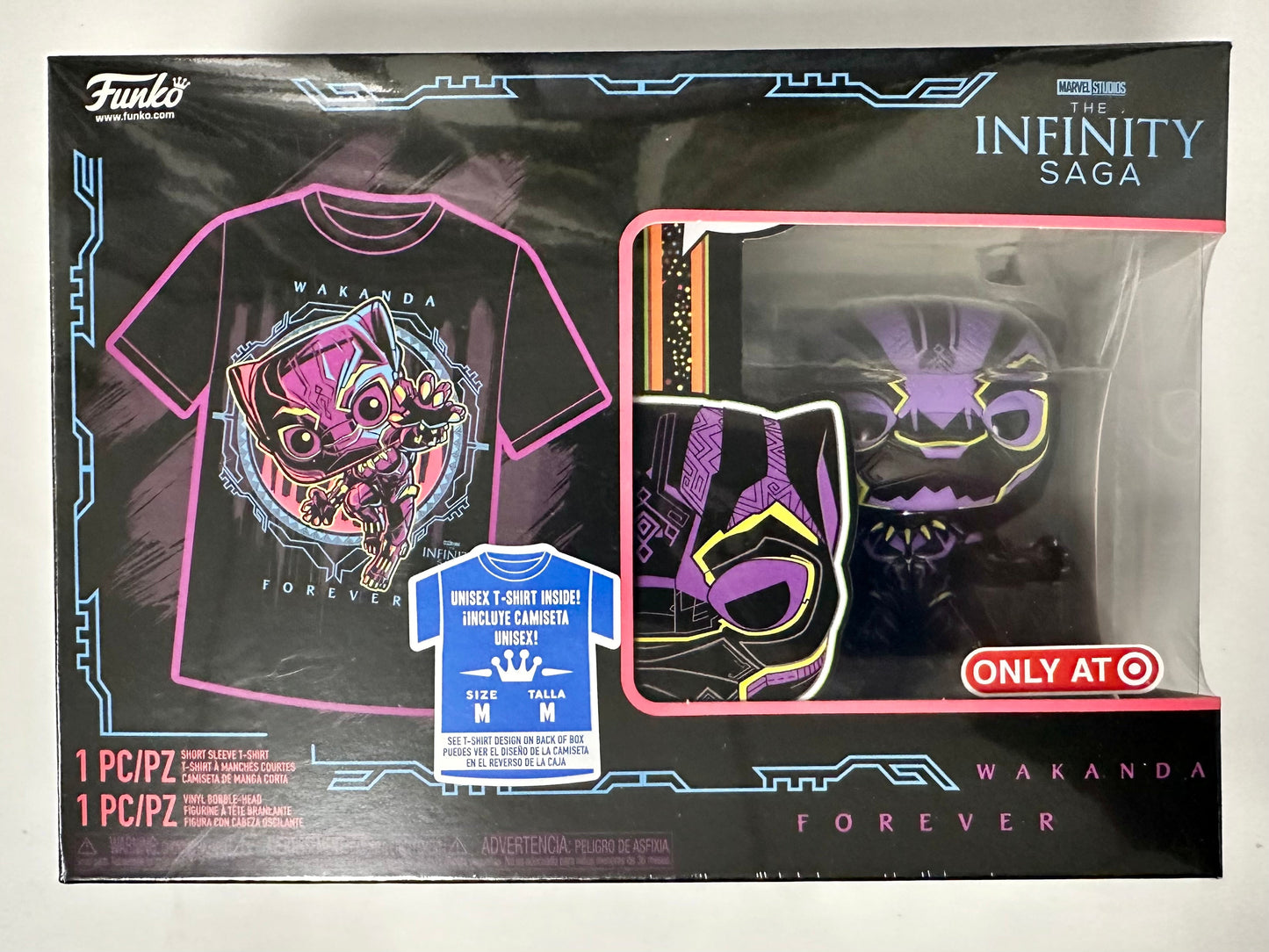 Marvel Funko Pop! - Medium Tee & Black Light Black Panther #891 2022 Exclusive
