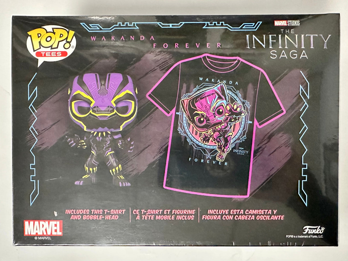 Marvel Funko Pop! - Medium Tee & Black Light Black Panther #891 2022 Exclusive