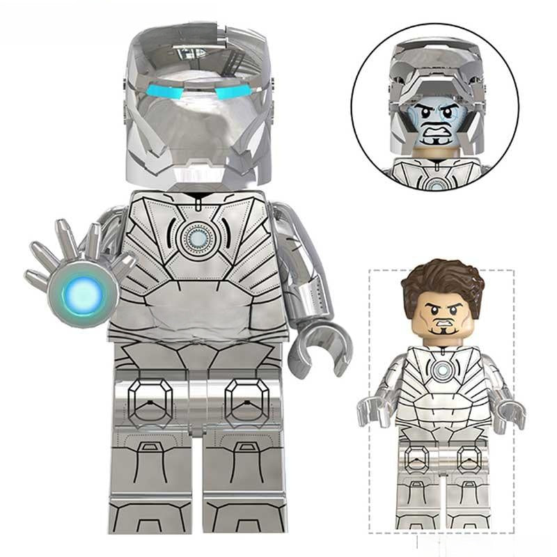 Marvel Lego Custom Minifigure - Iron Man Avengers Tony Stark Silver Suit 4