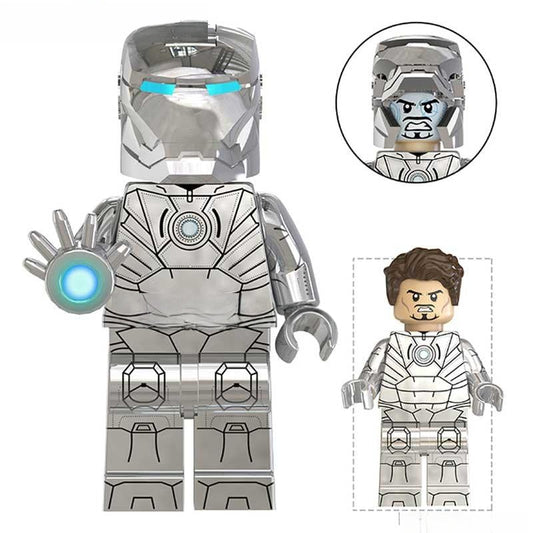Marvel Lego Custom Minifigure - Iron Man Avengers Tony Stark Silver Suit 4