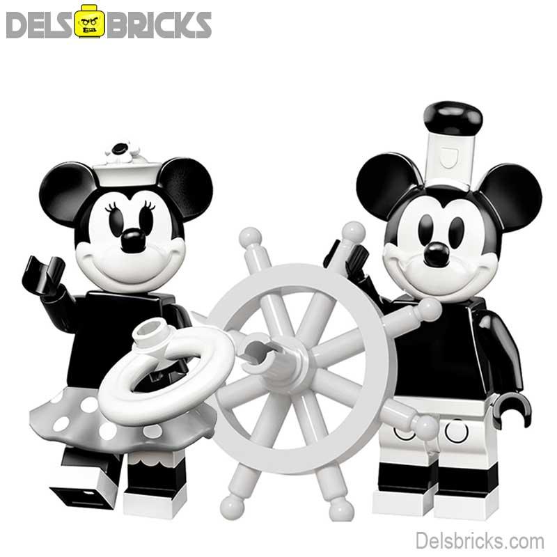 Disney Lego Custom Minifigure Set - Mickey & Minnie Mouse (Black & White)