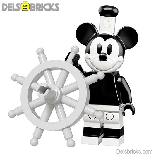 Disney Lego Custom Minifigure - Mickey Mouse (Black & White)