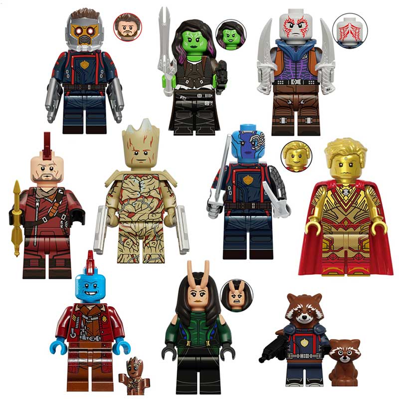 Marvel Lego Custom Minifigure Set - Guardians of the Galaxy Set of 10
