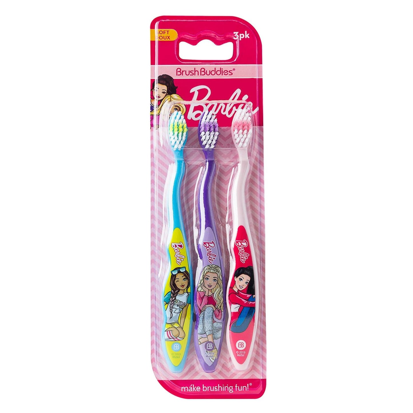 Barbie Kids Brush Buddies Toothbrush 3 Pack