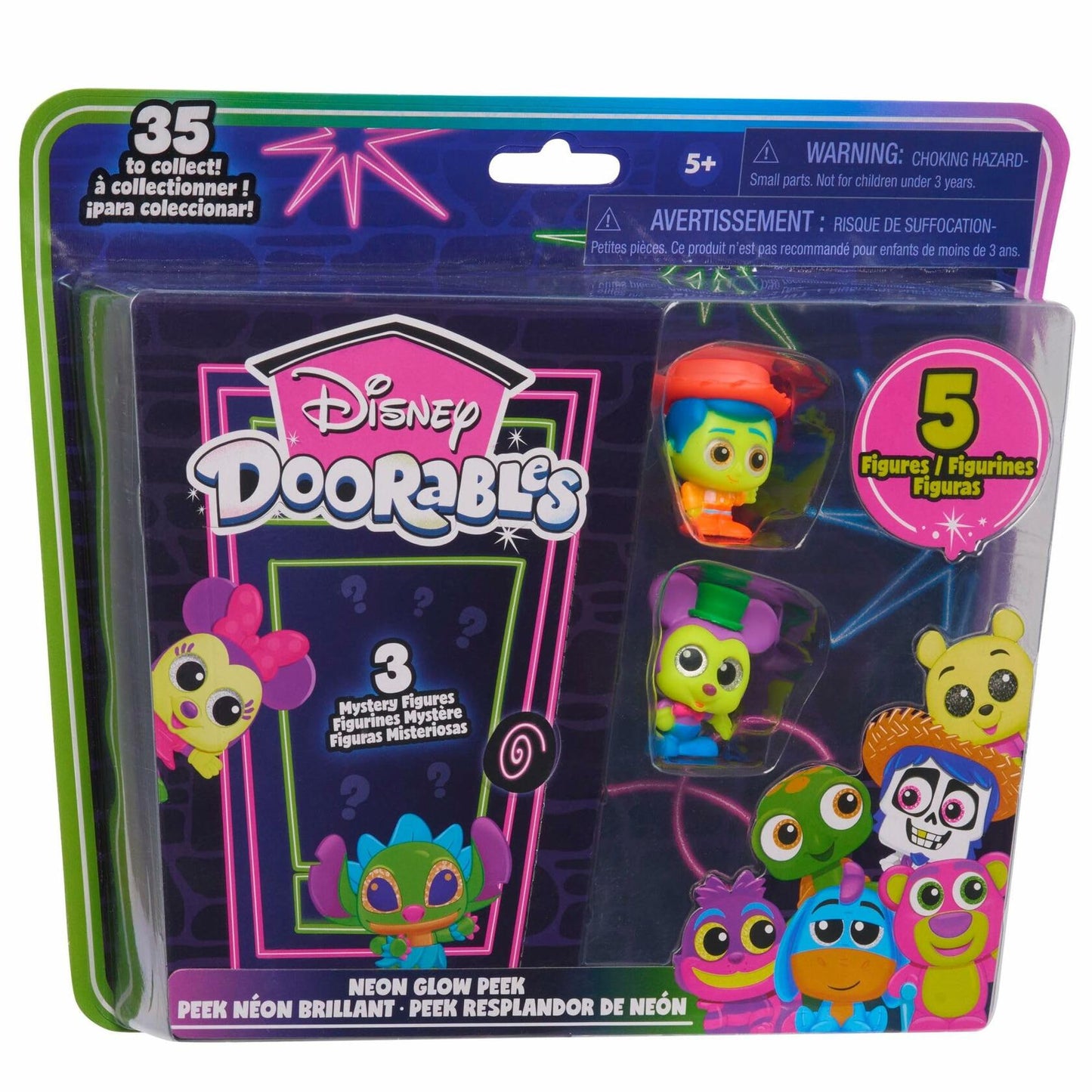 Disney Doorables Neon Glow Peek 5 Pack