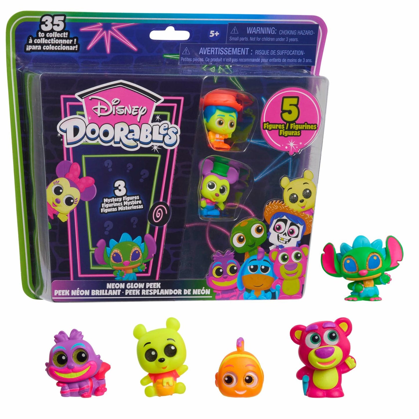 Disney Doorables Neon Glow Peek 5 Pack
