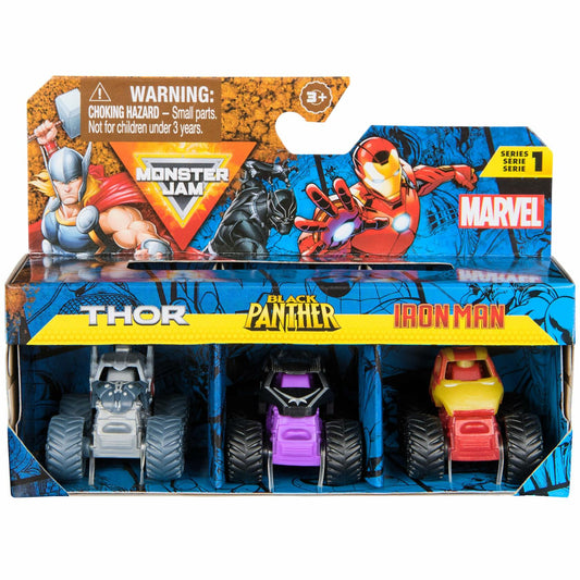 Marvel Monster Jam Mini Monster Truck 3-Pack - Thor Black Panther Iron Man
