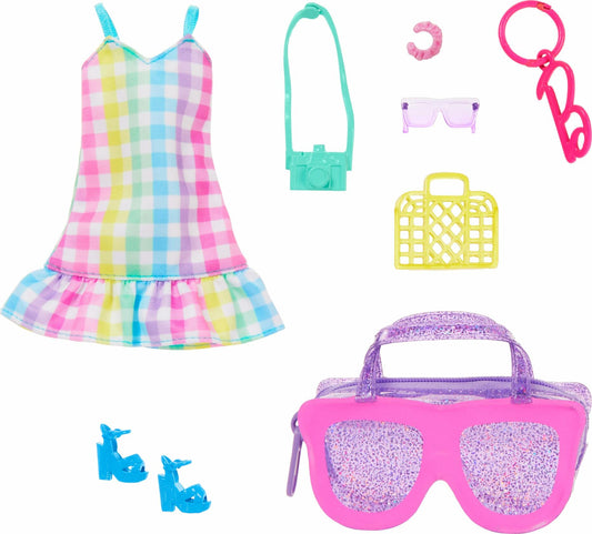 Barbie Fashion - Deluxe Sunglasses Bag & Multicolor Gingham Dress