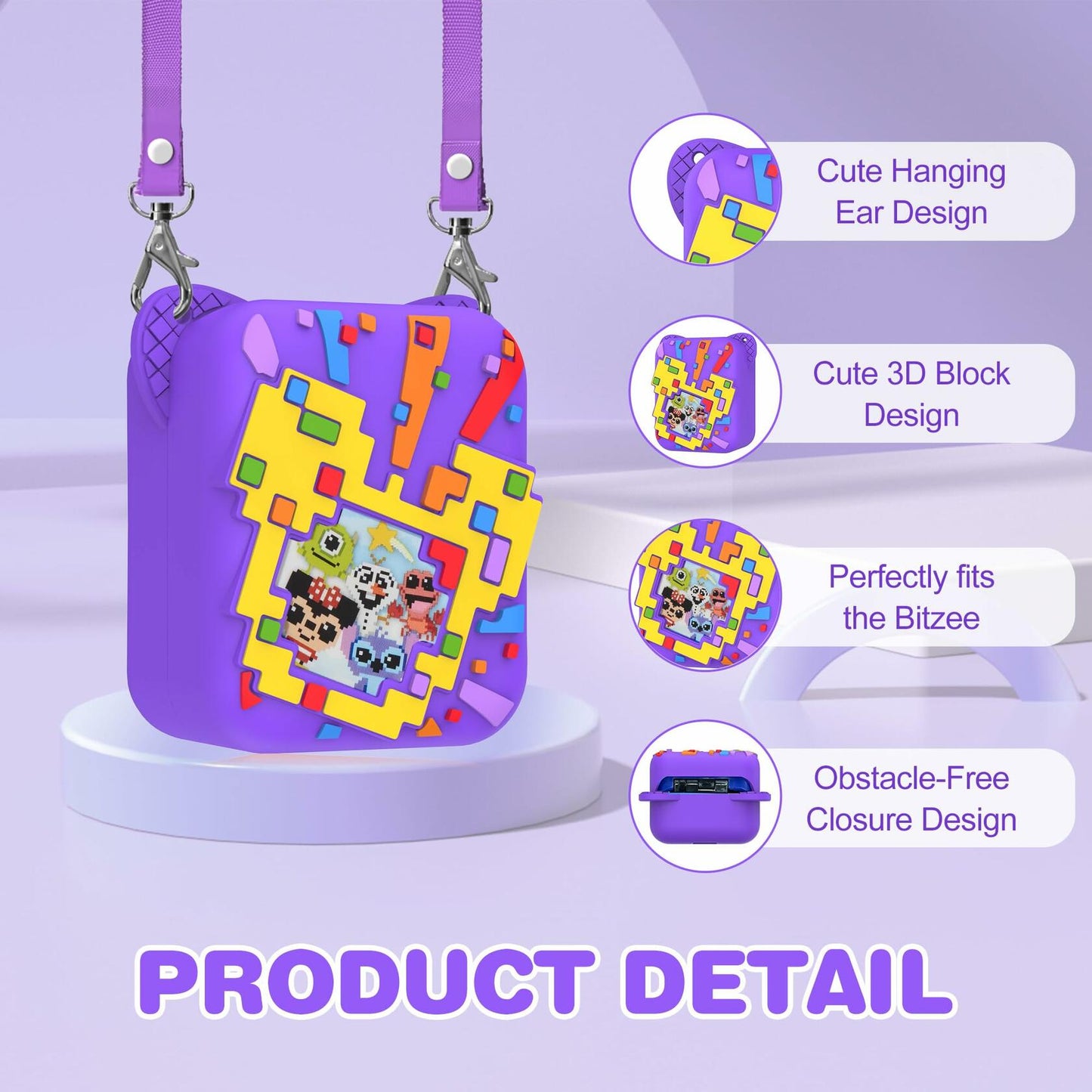 Disney Silicone Protective Case Purple with Lanyard