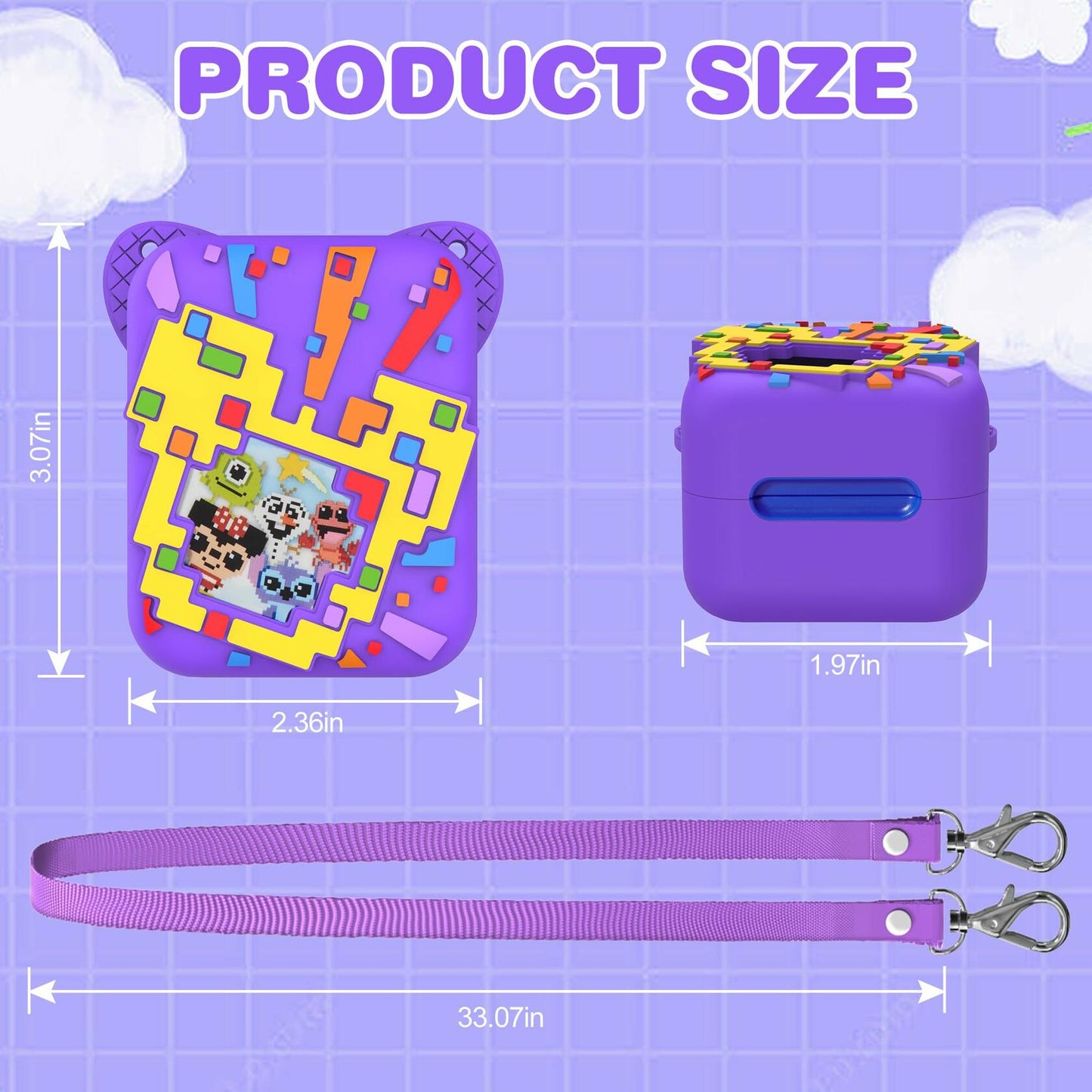 Disney Silicone Protective Case Purple with Lanyard