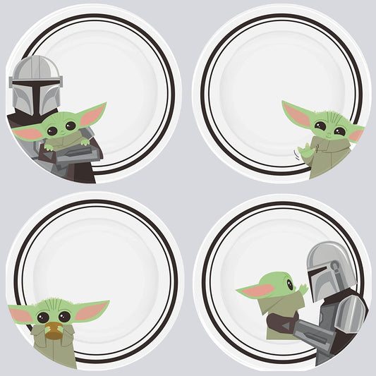 Star Wars Grogu & Mandalorian Ceramic Plate Set 4-Piece