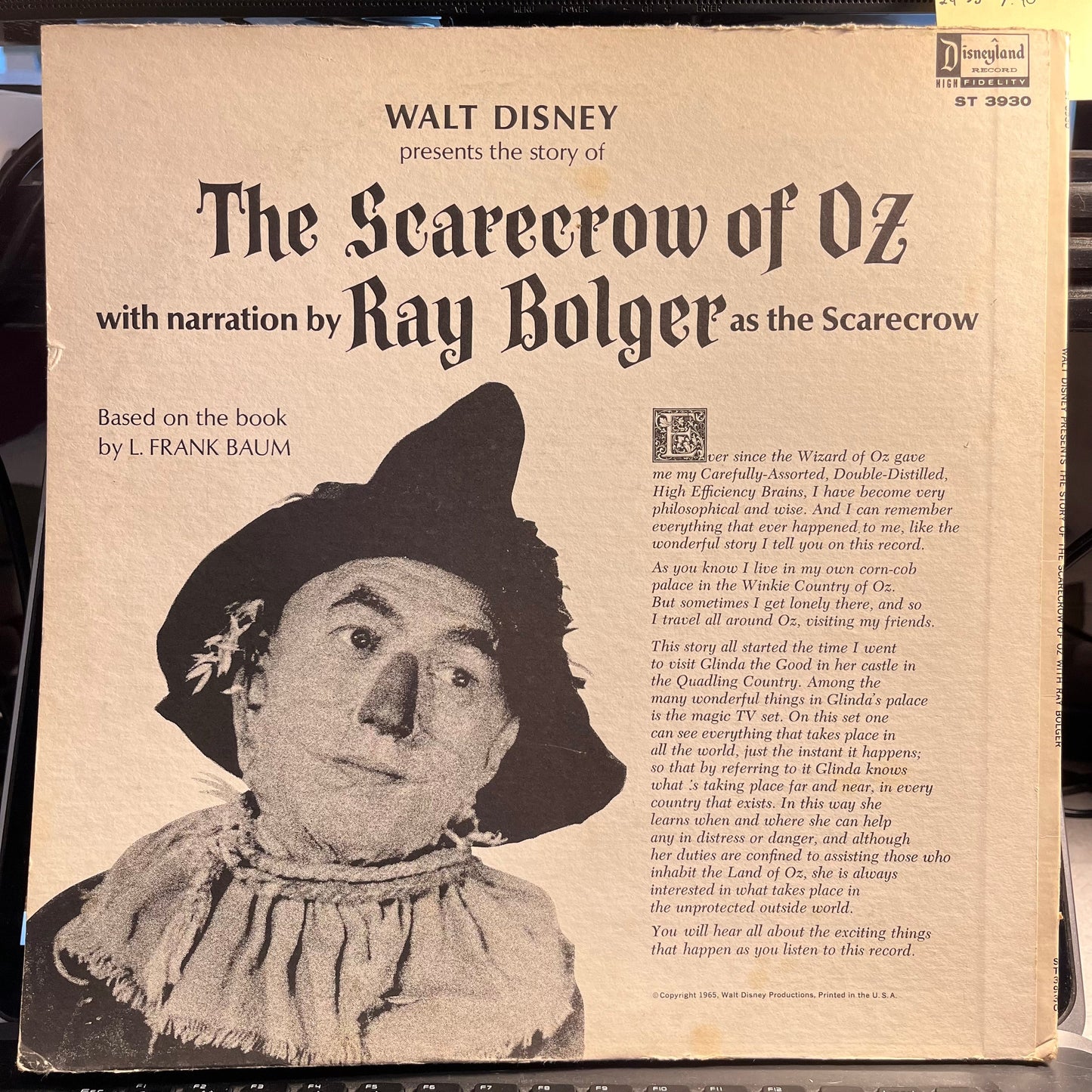 Disney Vinyl - Walt Disney Presents The Story Of The Scarecrow Of Oz