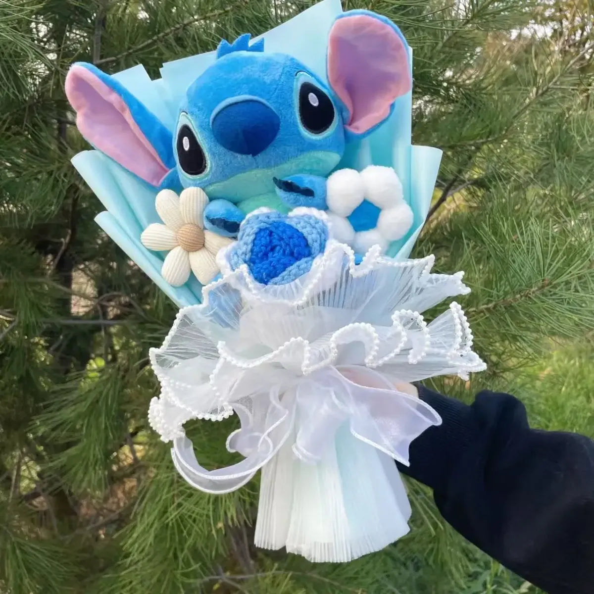 Disney Kawaii Stitch Plush Bouquet – Crochet Flowers Graduation & Valentine Gift