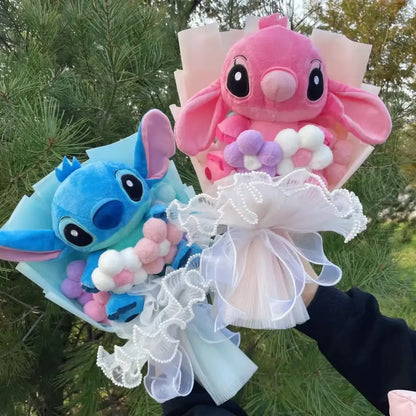 Disney Kawaii Stitch Plush Bouquet – Crochet Flowers Graduation & Valentine Gift