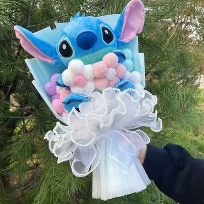 Disney Kawaii Stitch Plush Bouquet – Crochet Flowers Graduation & Valentine Gift