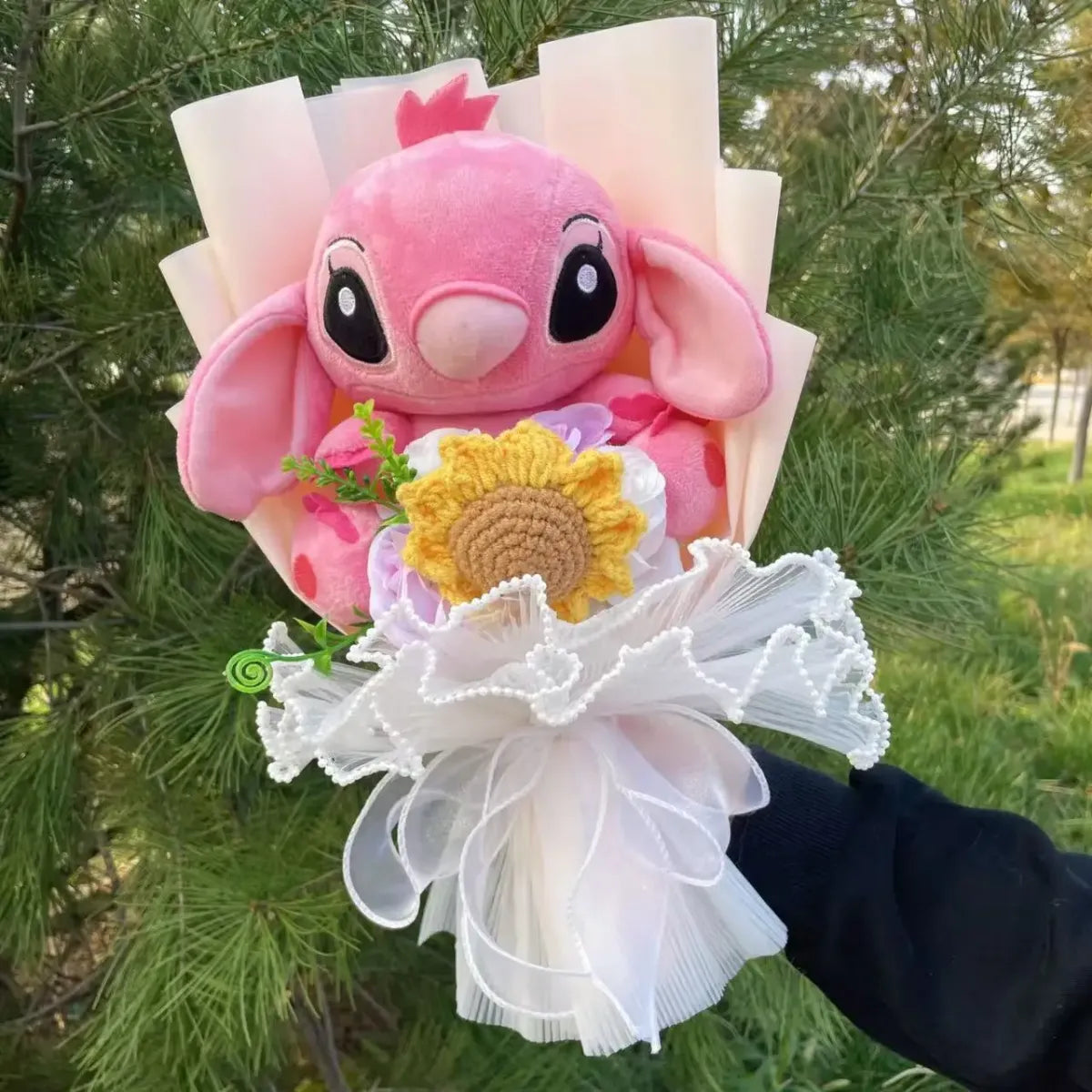 Disney Kawaii Stitch Plush Bouquet – Crochet Flowers Graduation & Valentine Gift