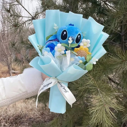 Disney Kawaii Stitch Plush Bouquet – Crochet Flowers Graduation & Valentine Gift
