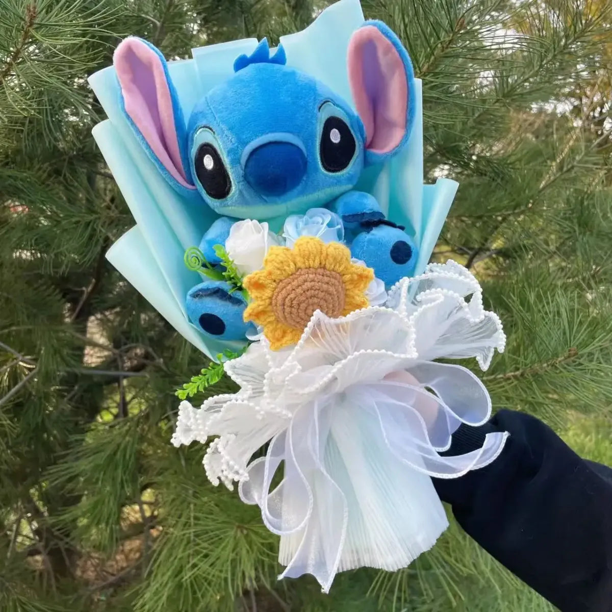 Disney Kawaii Stitch Plush Bouquet – Crochet Flowers Graduation & Valentine Gift