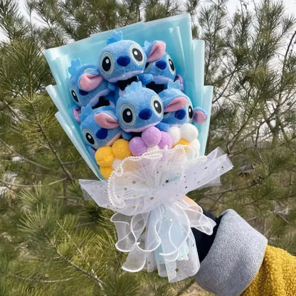 Disney Kawaii Stitch Plush Bouquet – Crochet Flowers Graduation & Valentine Gift