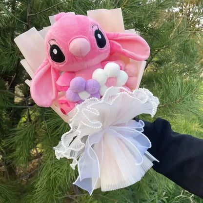 Disney Kawaii Stitch Plush Bouquet – Crochet Flowers Graduation & Valentine Gift