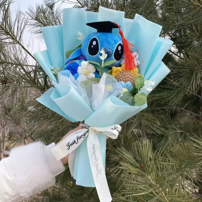 Disney Kawaii Stitch Plush Bouquet – Crochet Flowers Graduation & Valentine Gift