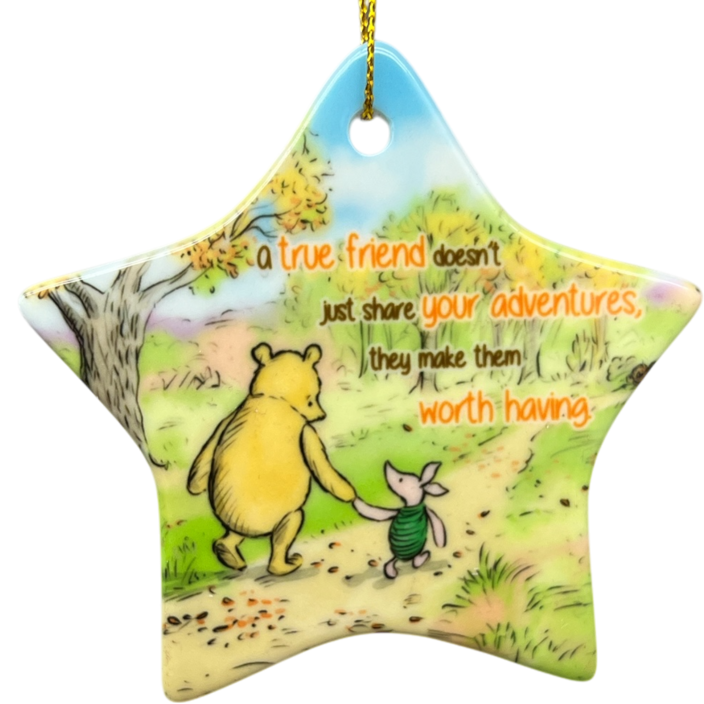 Disney Winnie The Pooh Ornament - A True Friend Makes Adventures Worthwhile