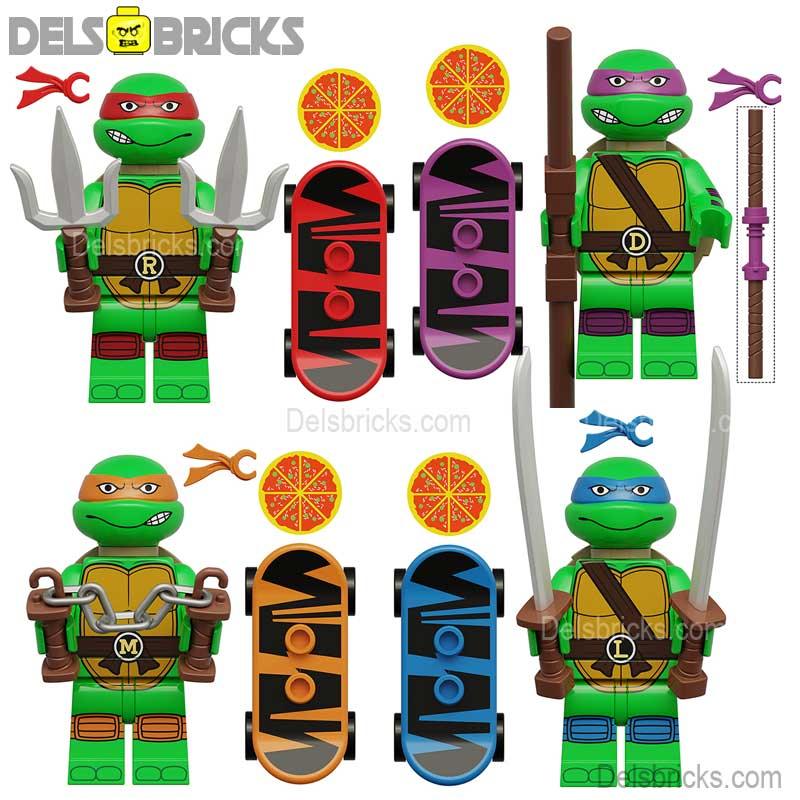 TMNT Lego Custom Minifigure Set - Mutant Mayhem set of 4 Lego Minifigures
