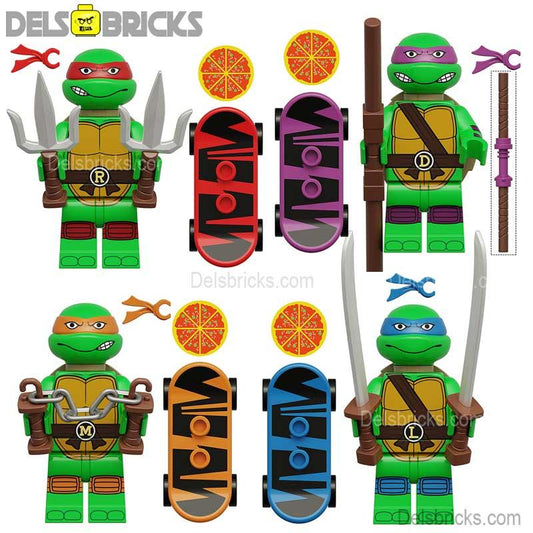 TMNT Lego Custom Minifigure Set - Mutant Mayhem set of 4 Lego Minifigures