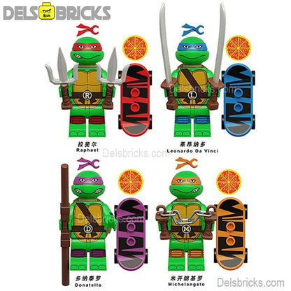 TMNT Lego Custom Minifigure Set - Mutant Mayhem set of 4 Lego Minifigures