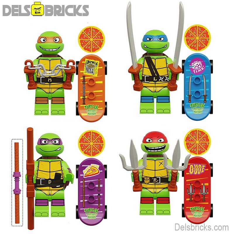 TMNT Lego Custom Minifigure Set - Mutant Mayhem set of 4 Lego Minifigures
