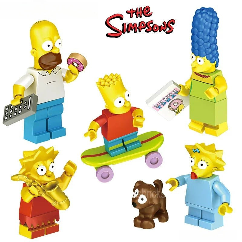 Simpsons Lego Custom Minifigure Set - The Simpsons family Set of 5
