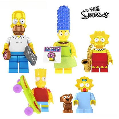 Simpsons Lego Custom Minifigure Set - The Simpsons family Set of 5