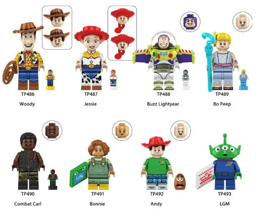 Disney Lego Custom Minifigure Set - Toy Story Minifigure Set of 8