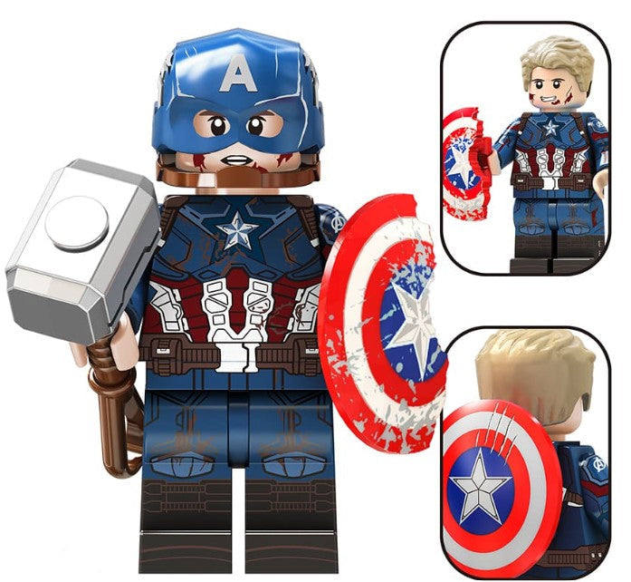 Marvel Lego Custom Minifigure - Captain America Battle Damaged