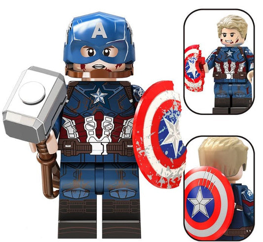 Marvel Lego Custom Minifigure - Captain America Battle Damaged