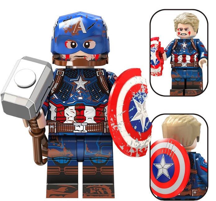 Marvel Lego Custom Minifigure - Captain America Battle Damaged 2
