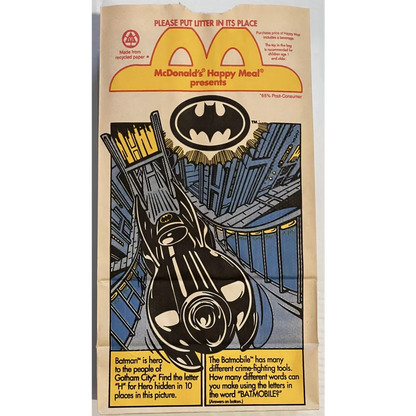 Batman Happy Meal Bag with Iconic Batmobile