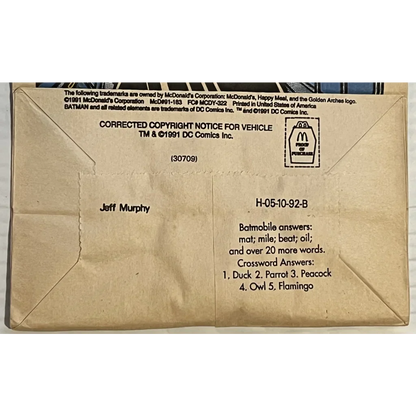 Batman Happy Meal Bag with Iconic Batmobile